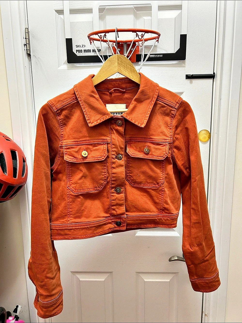 Boden Denim Jacket in Orange Size 8 Like New
